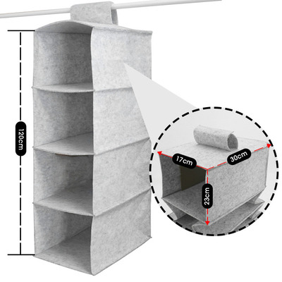 4 Shelf Felt Foldable Hanging Closet Organizer For Hat Storage