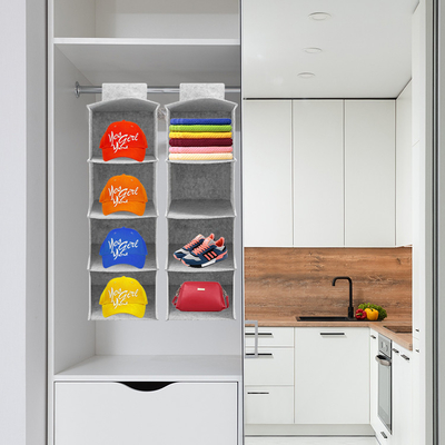 4 Shelf Felt Foldable Hanging Closet Organizer For Hat Storage