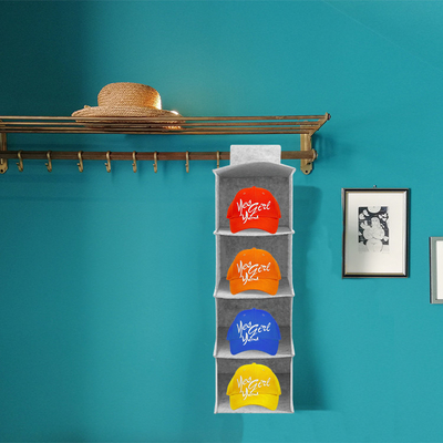 4 Shelf Felt Foldable Hanging Closet Organizer For Hat Storage