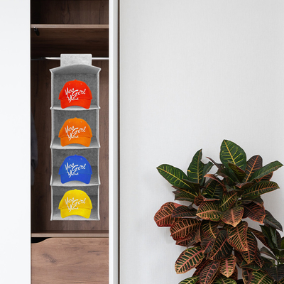 4 Shelf Felt Foldable Hanging Closet Organizer For Hat Storage